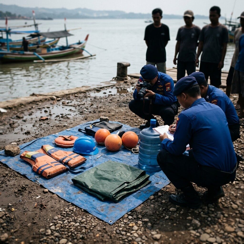 Ilustrasi AI: Polda Banten: Barang Temuan di Selat Sunda Bukan Milik Jurnalis Hilang